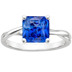 Edelstein Solitaire Radiant Saphir Ring Twisted Shank 2,50 Karat