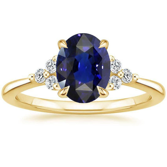 Edelstein-Solitär-Ring mit Akzenten tiefblauer Saphir 3,50 Karat - harrychadent.ch