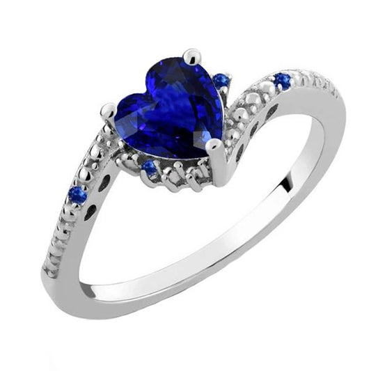 Edelstein-Verlobungs-Herz & runder blauer Saphir-Ring 2 Karat - harrychadent.ch