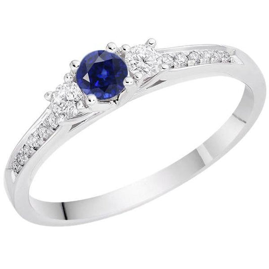 Edelstein-Verlobungsring 2 Karat runder Diamant blauer Saphir Schmuck - harrychadent.ch