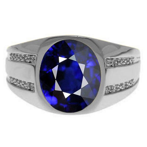Edelstein Vintage-Stil Oval Blue Saphir Ring 3,50 Karat Diamanten - harrychadent.ch