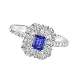 Edelsteinring Birne Blauer Saphir 3 Karat Marquise & Runde Diamanten