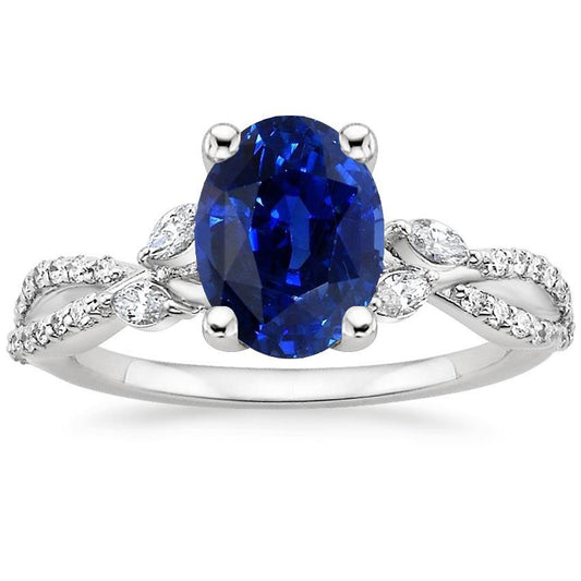 Edelsteinring mit Diamantakzenten Blauer Saphir 4 Karat - harrychadent.ch