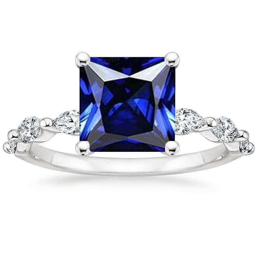 Edelsteinring Prinzessin Blauer Saphir & Birne Diamant Akzente 5.50 Karat - harrychadent.ch
