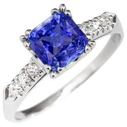 Edelsteinring Strahlend Blauer Saphir Krappenbesatz Diamanten 2,50 Karat