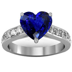 Edelsteinschmuck Blauer Saphir Herz Verlobungsring Gold 4,50 Karat