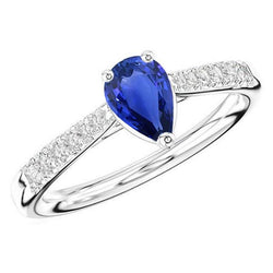 Edelsteinschmuck Blauer Saphir Ring Birne & Diamanten 2,50 Karat