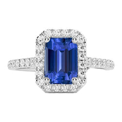 Edelsteinschmuck Halo Sri Lanka Saphir-Diamant-Ring 4,50 Karat