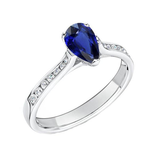 Edelsteinschmuck Verlobungsring Birne Blauer Saphir 2 Karat - harrychadent.ch