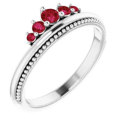 Ehering Burma Rubin 1,10 Karat Antik-Stil Schmuck Neu