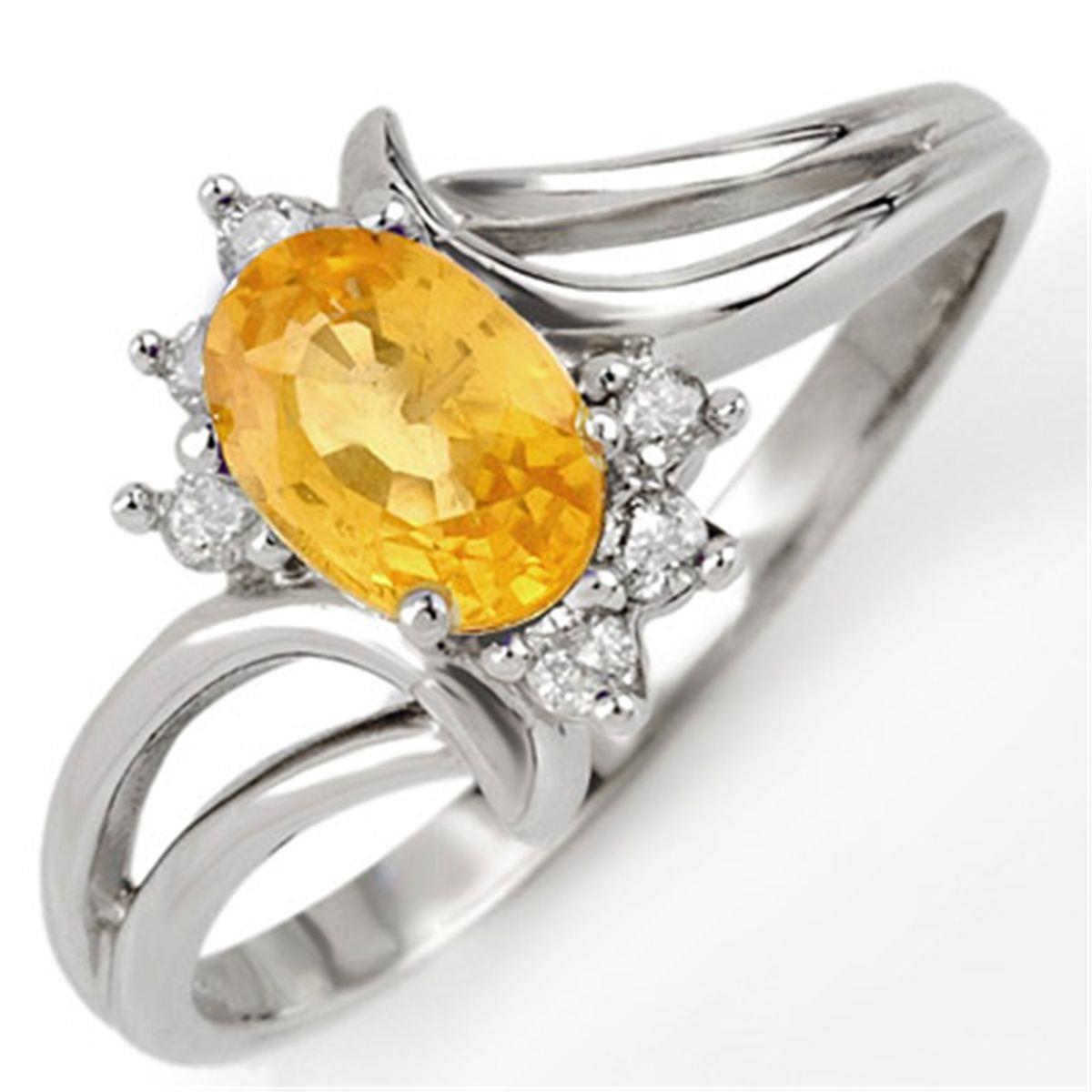 Ehering mit gelbem Saphir und runden Diamanten im Ovalschliff Gold 14K - harrychadent.ch
