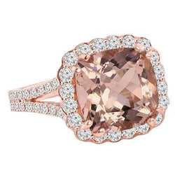 Ehering Morganit und Diamanten 15.75 Kt 14K Roségold
