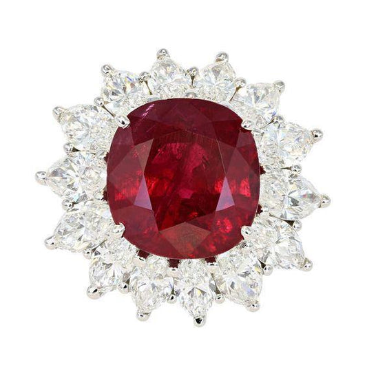 Ehering Natürlicher Granat Mit Diamanten 13 Kt Weißgold 14K - harrychadent.ch