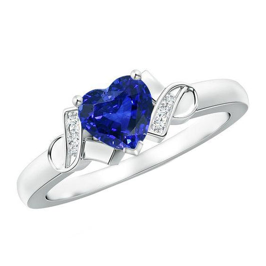 Frauen Diamantring Herz Blauer Saphir Gold Liebesschmuck 3.25 Karat - harrychadent.ch