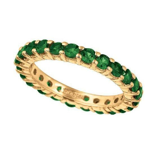 Funkelnder 2,88 Karat Tsavorite Ewigkeit Band Solid Gold 14K Schmuck