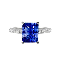 Funkelnder Diamant-Saphir-Verlobungsring Radiant Cut Gold 3 Karat