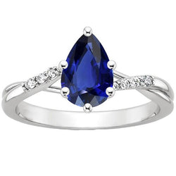 Funkelnder Diamant-Verlobungsring mit birnenblauem Saphir 4,50 Karat