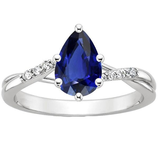 Funkelnder Diamant-Verlobungsring mit birnenblauem Saphir 4,50 Karat - harrychadent.ch