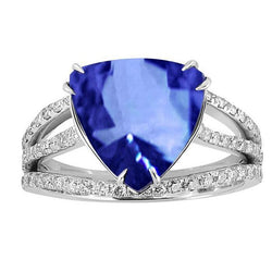 Funkelnder Ehering mit 6 ct. Ceylon Saphir Diamanten Schmuck