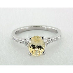 Gelber Saphir und Diamanten 3,50 ct Ehering Weißgold 14K
