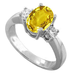 Gelber Saphir und Diamanten 3,70 ct Ehering Weißgold 14K