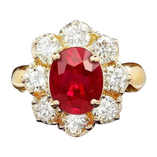 Gelbgold 14K Roter Rubin Diamant Ehering Schmuck 4 Karat - harrychadent.ch