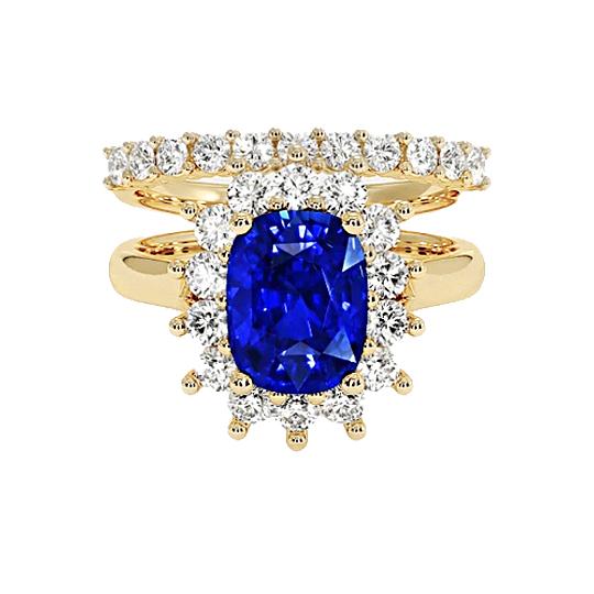 Gelbgold-Ceylon-Saphir-Ring mit Diamantakzenten 7,50 Karat - harrychadent.ch