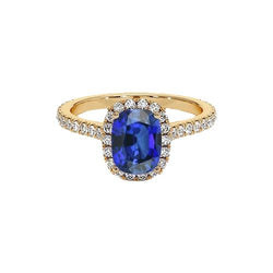 Gelbgold Ovaler Saphir Halo Diamantring 11,25 Karat 14K