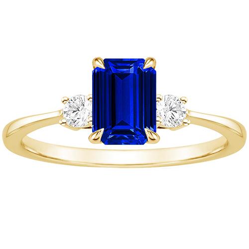 Gelbgold Smaragd 3 Steine Ring Blauer Saphir & Diamant 3,50 Karat - harrychadent.ch