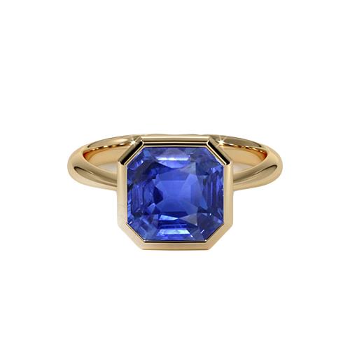 Gelbgold Solitär Lünette Set Ceylon Saphir Ring 5 Karat - harrychadent.ch