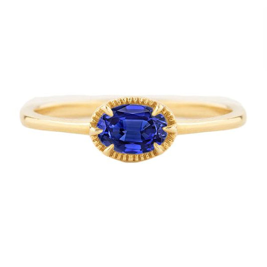 Gelbgold Solitärring Krappenset Blauer Saphir 1,50 Karat - harrychadent.ch