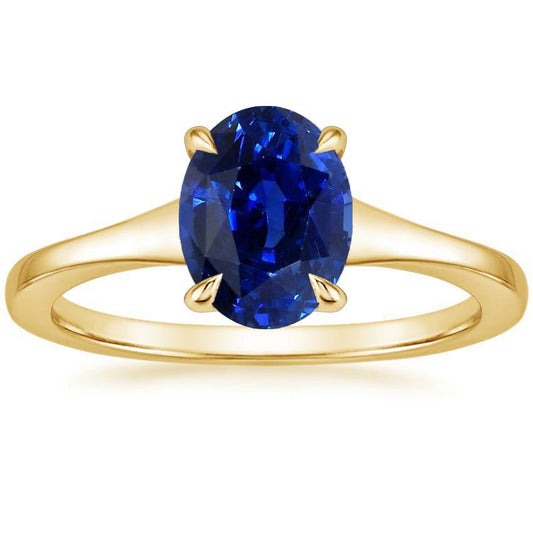 Gelbgold Solitärring Oval Sri Lanka Saphir 3 Karat - harrychadent.ch