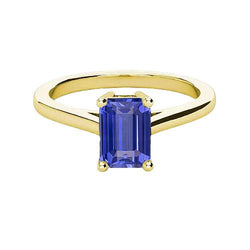 Gelbgold Solitärring Smaragd Ceylon Saphir Edelstein 2 Karat