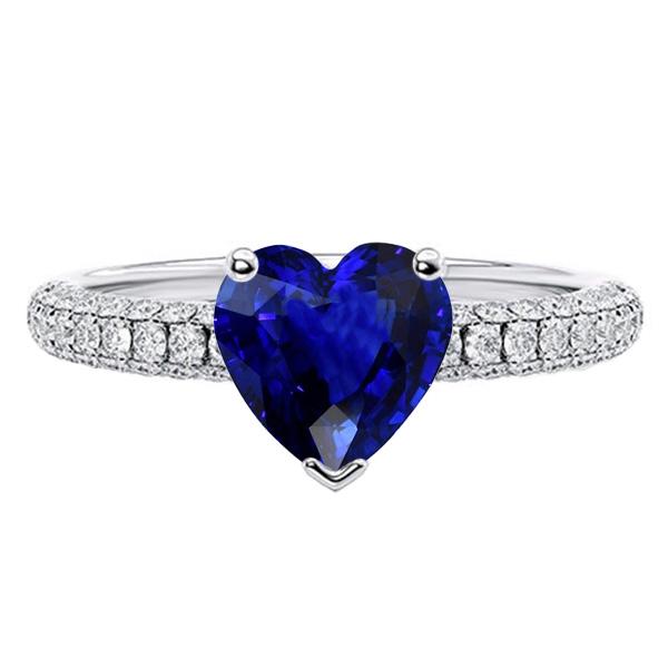 Gold Blauer Saphir Edelstein Ring 4 Karat Mehrreihig Pave Set Diamanten - harrychadent.ch