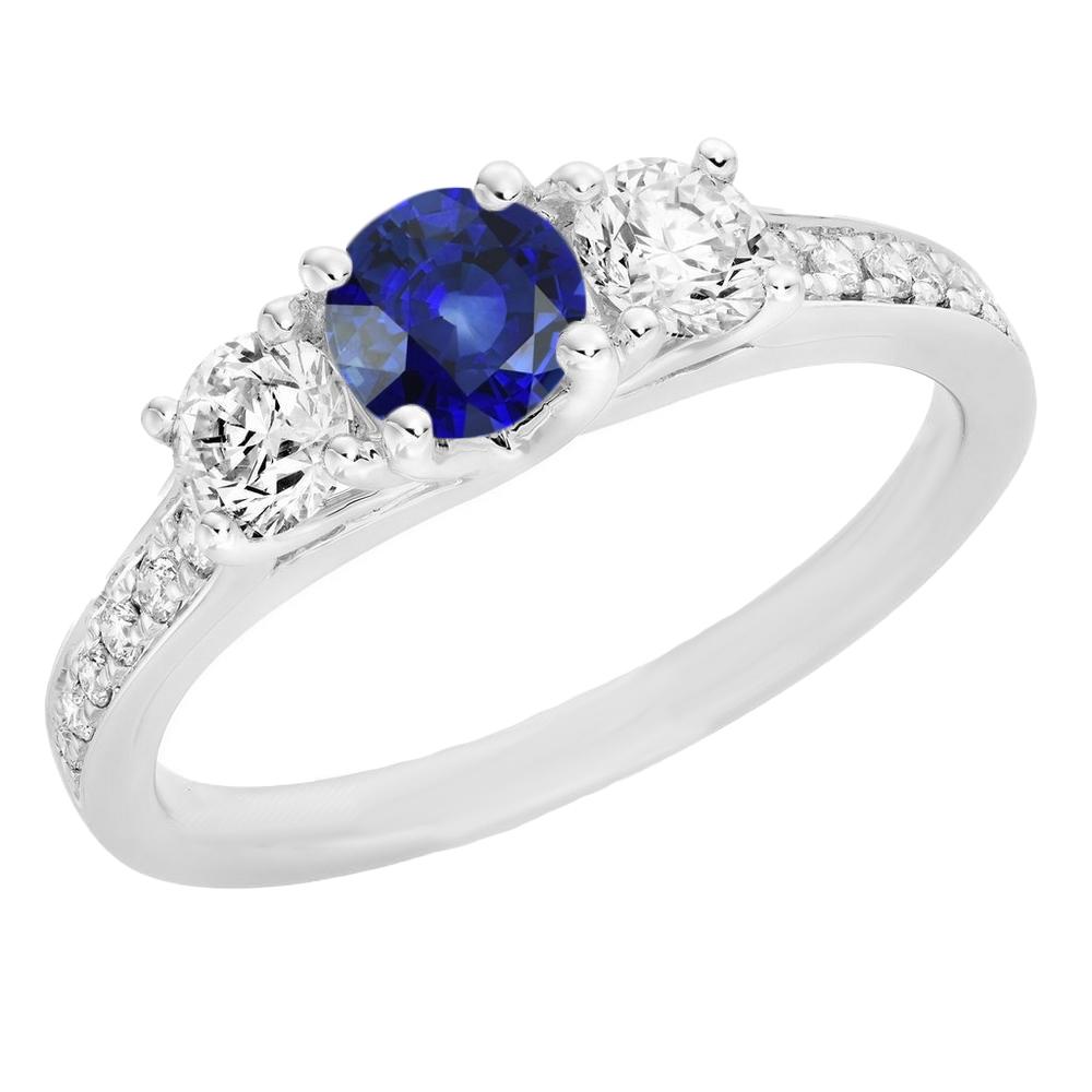 Gold-Diamant-Jubiläumsring runder blauer Saphir-Edelstein 2.50 Karat - harrychadent.ch