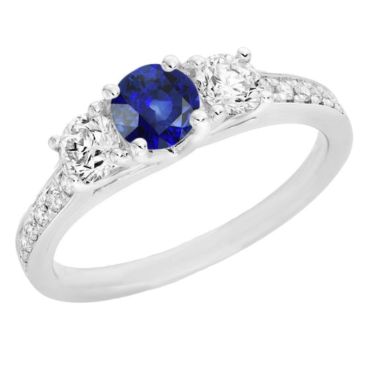 Gold-Diamant-Jubiläumsring runder blauer Saphir-Edelstein 2.50 Karat - harrychadent.ch