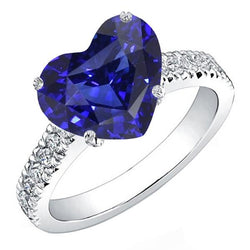 Gold Diamant Ring Herzförmiger blauer Saphir Edelstein 5 Karat