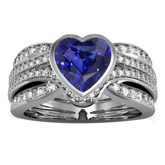 Gold-Diamant-Saphir-Ring mit Ummantelung 4,50 Karat Lünette & Pavé-Set - harrychadent.ch