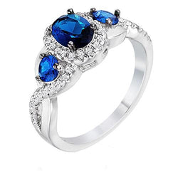 Gold Diamant Schmuck Halo Blue Saphir Verlobungsring 5 Karat Neu
