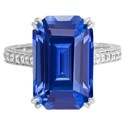 Gold Diamant Schmuck Krappen Set Blauer Saphir Ring 5 Karat Milgrain