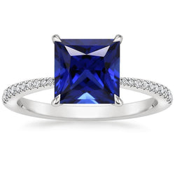 Gold Diamant-Verlobungsring Ceylon Saphir mit Akzenten 5,50 Karat