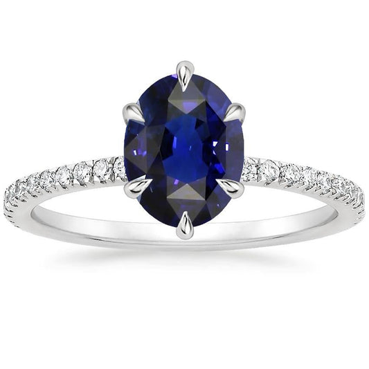Gold Diamantschmuck tiefblauer Saphirring mit Akzenten 4,50 Karat - harrychadent.ch