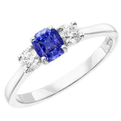 Gold Drei-Steine-Verlobungsring Strahlender Saphir 2 Karat Diamanten