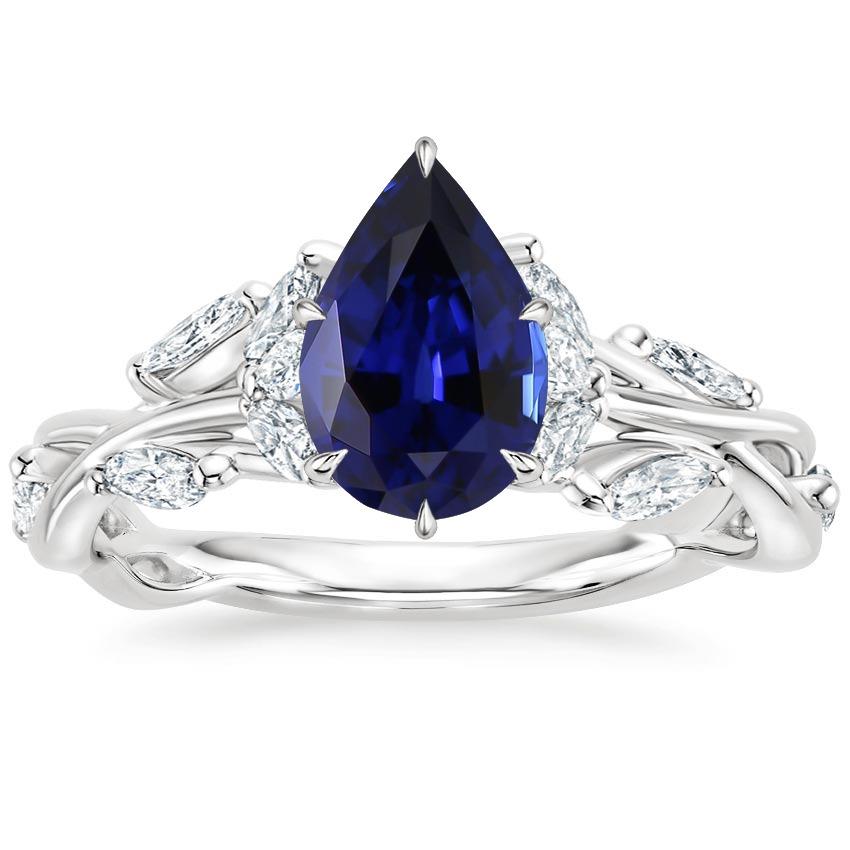 Gold Edelstein Ring Birnenblauer Saphir & Marquise Diamanten 7,25 Karat - harrychadent.ch