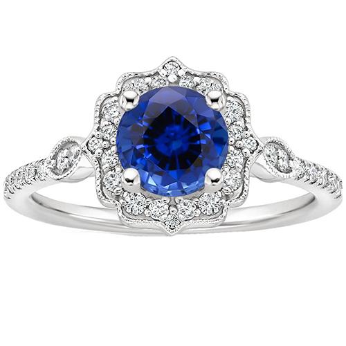 Gold Edelstein Ring Halo Sri Lanka Saphir Vintage-Stil 3 Karat - harrychadent.ch