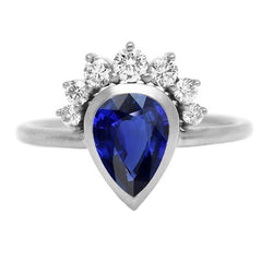 Gold Ehering Lünette Set Ceylon Saphir Diamanten 3,50 Karat