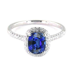 Gold Halo Oval Ceylon Saphir Ring Diamantschmuck 3,50 Karat