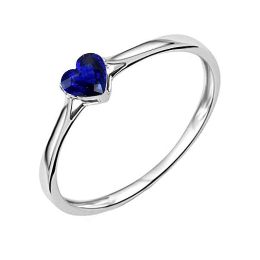 Gold Heart Solitaire Natürlicher blauer Saphirring 1 Karat - harrychadent.ch