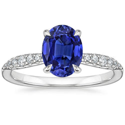 Gold Solitaire Ceylon Saphir Ring & Diamanten Vintage-Stil 3 Karat