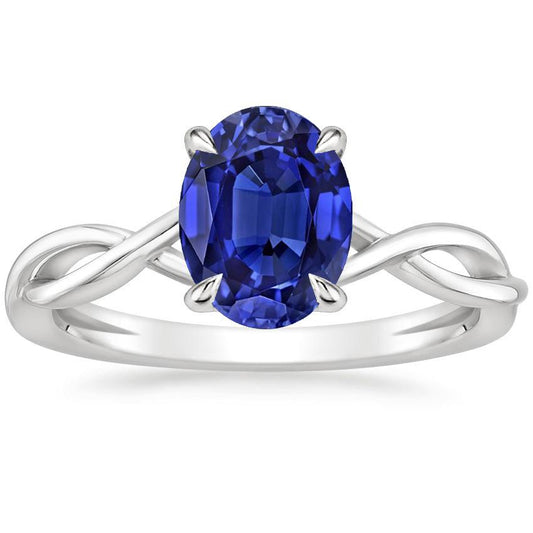 Gold Solitaire Ovaler Ceylon Saphir Ring 2,50 Karat Infinity Style - harrychadent.ch